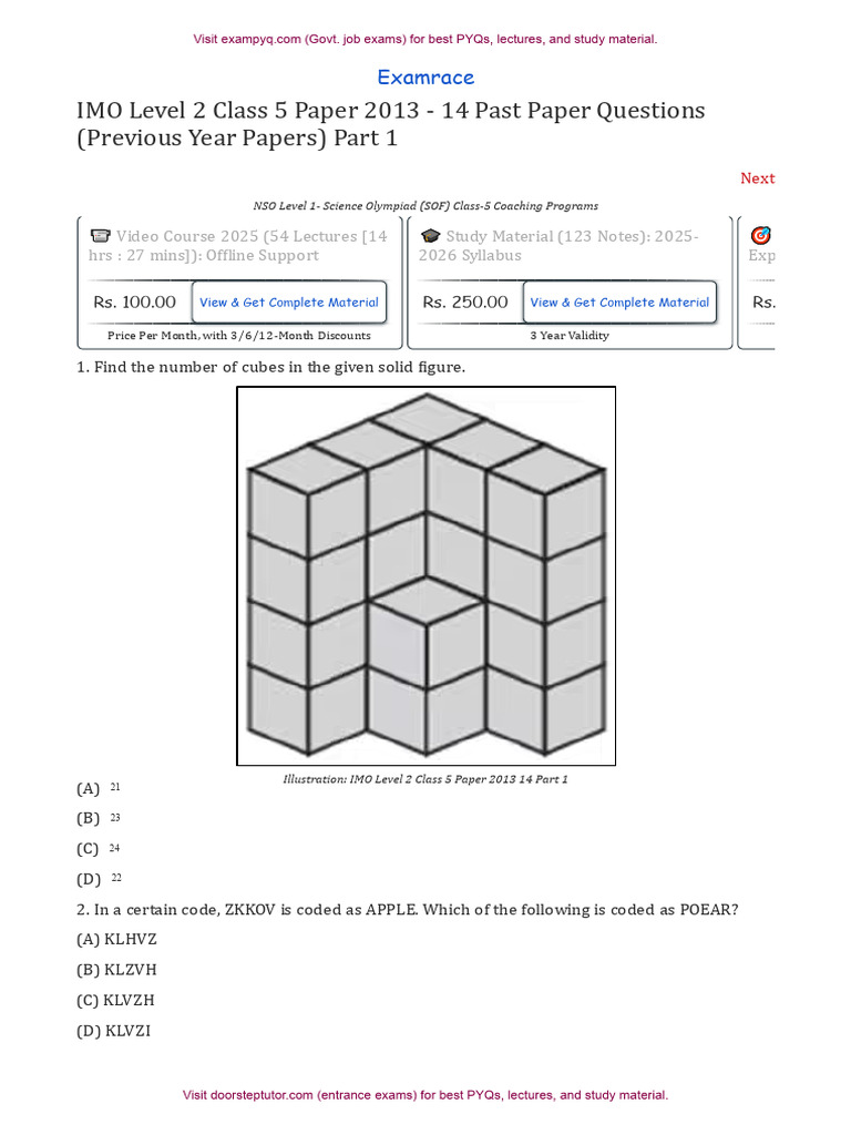 IMO Level 2 Class 5 Paper 2013 14 Part 1 | PDF | Mac Os | Software