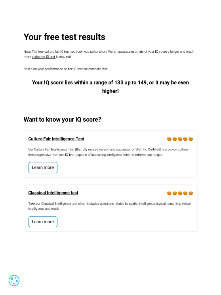 Your Free IQ Test Results Explained | PDF
