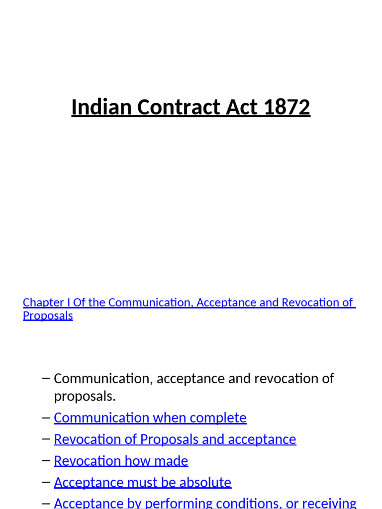 Indian Contract Act 1872 Overview | PDF | Guarantee | Law Of Obligations