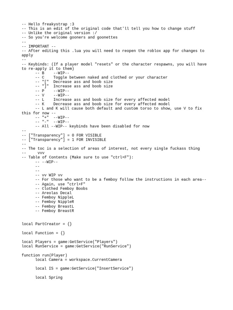 Roblox Lua Character Customization Guide | PDF
