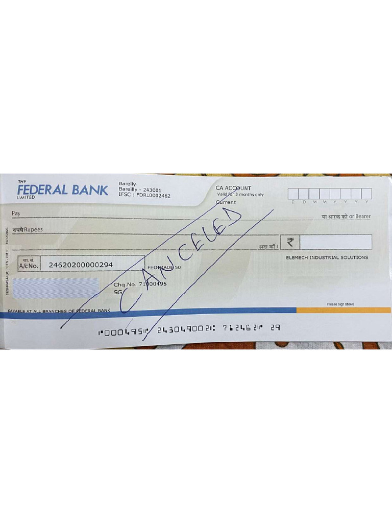 Cheque Federal Bank | PDF