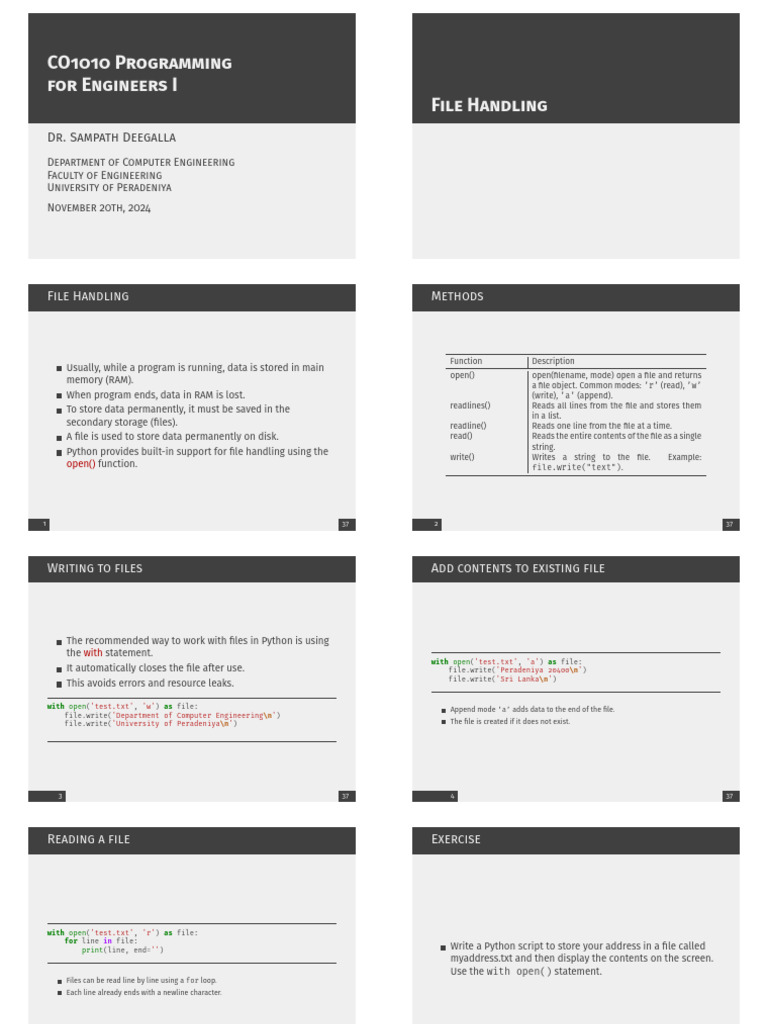 CO1010 Programming Handout6v2 | PDF | Computer File | Letter Case