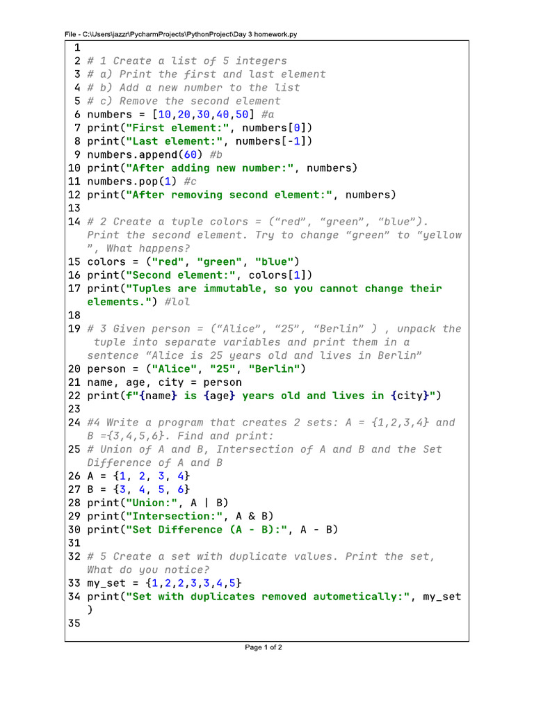 Day3 Exercise Homework | PDF