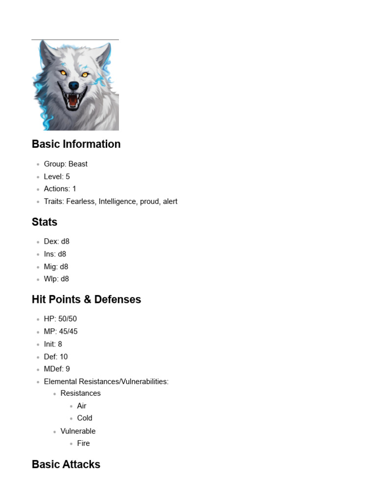 Level 5 Beast Stats and Abilities | PDF