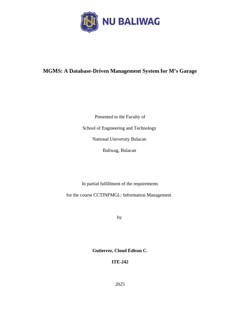 MGMS: Optimizing M's Garage Operations | PDF | Auto Mechanic | User ...