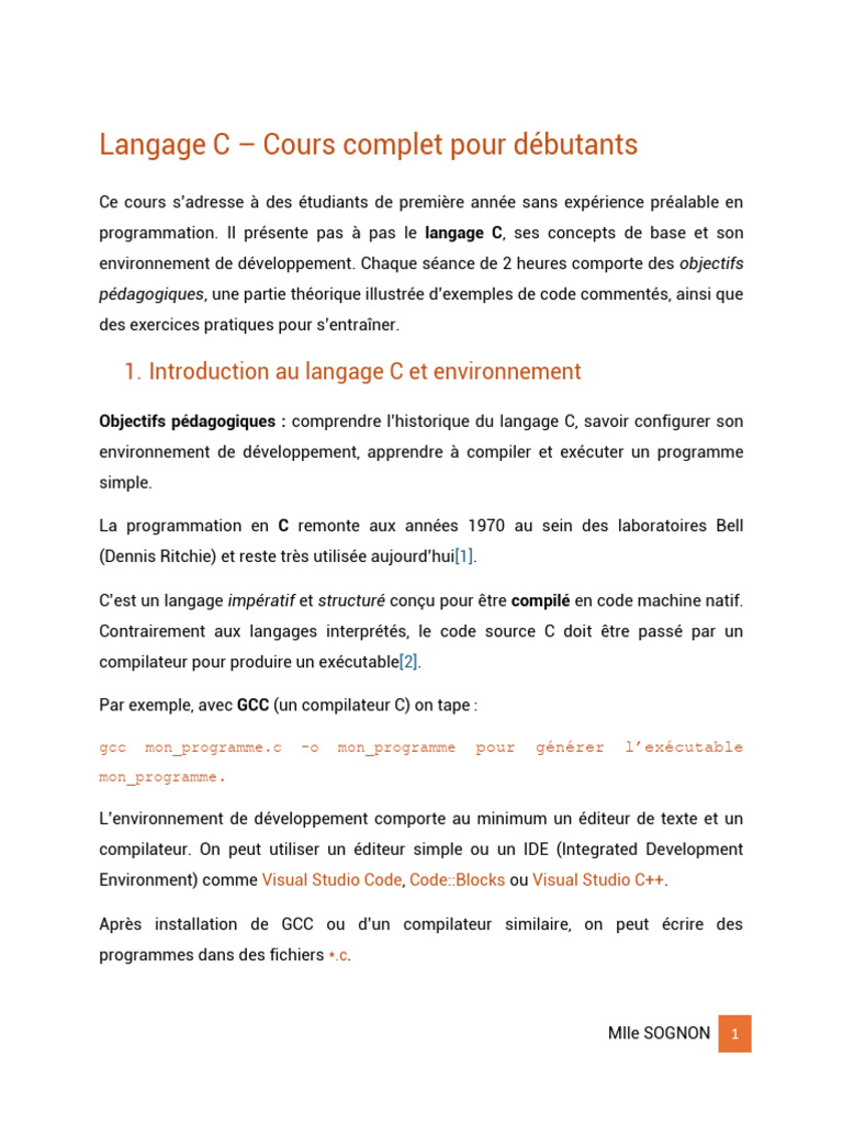 C : Cours Débutant sur Programmation | PDF | Pointeur (programmation ...