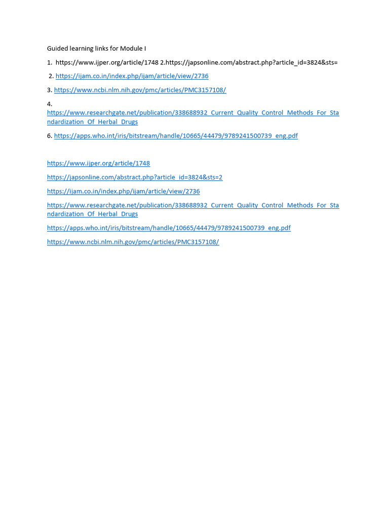 Module I Guided Learning Resources | PDF