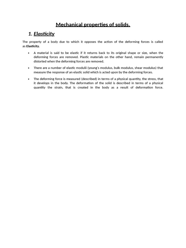 Understanding Elasticity in Solids | PDF