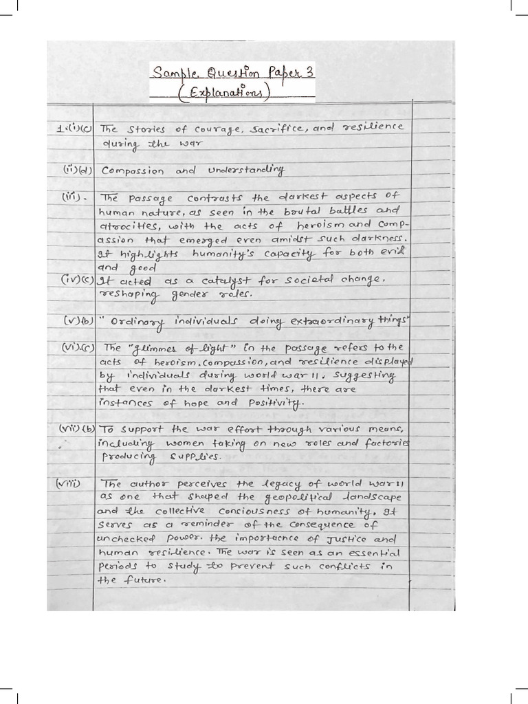Sample Question Paper 3 (Explanations) | PDF