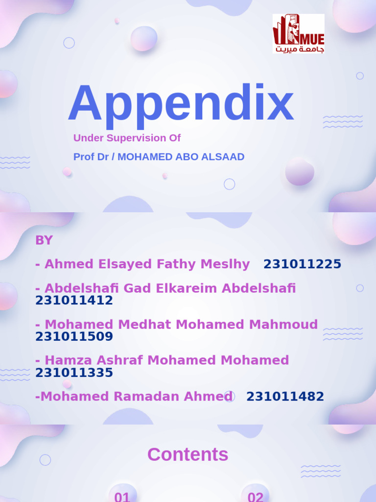 Appendix Final | PDF | Diseases And Disorders | Medical Specialties