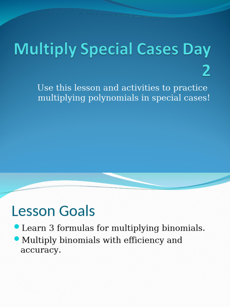 Multiplying Special Binomials Guide | PDF