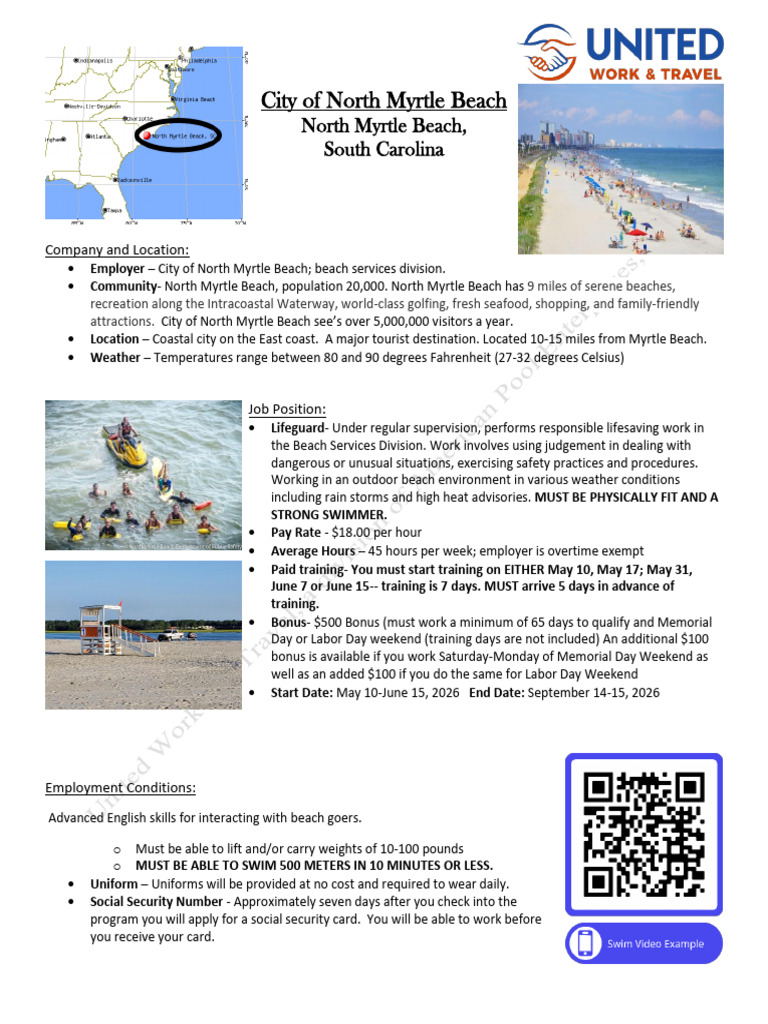 Lifeguard Job in North Myrtle Beach PDF Beach