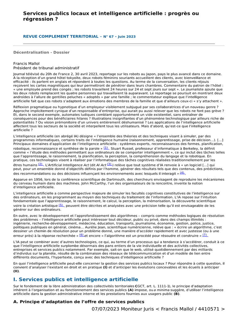 IA et services publics : enjeux et perspectives | PDF | Intelligence ...