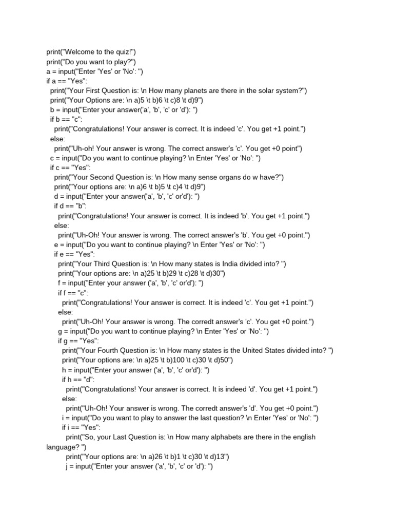 Interactive Quiz Game Code | PDF | Game Shows