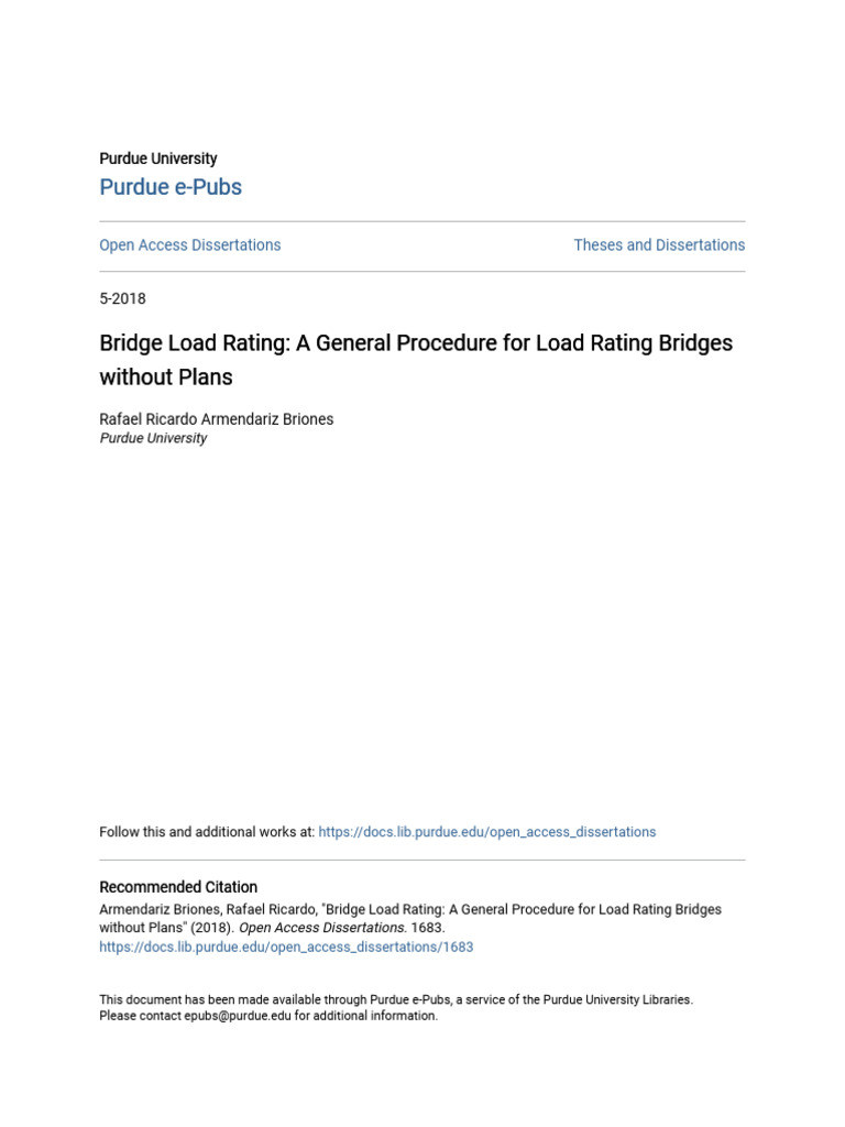 Bridge Load Rating_ a General Procedure for Load Rating Bridges w | PDF ...