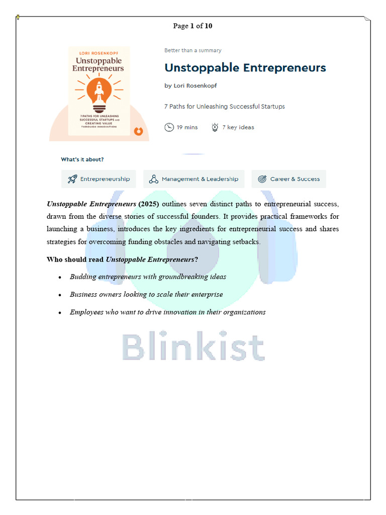 Seven Paths to Entrepreneurial Success | PDF | Entrepreneurship ...