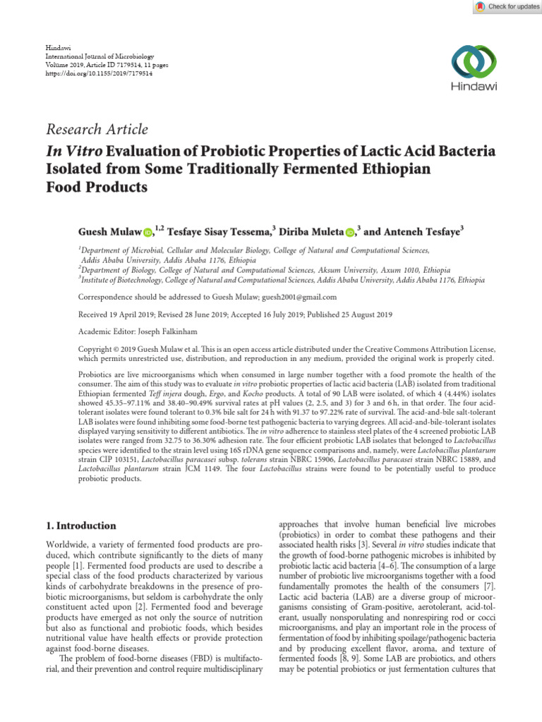 International Journal of Microbiology - 2019 - Mulaw - In Vitro ...