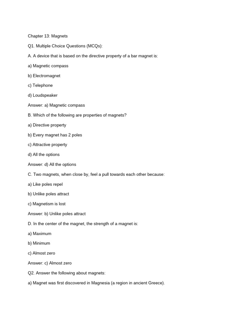 SCI ch 13 | PDF | Magnet | Magnetism