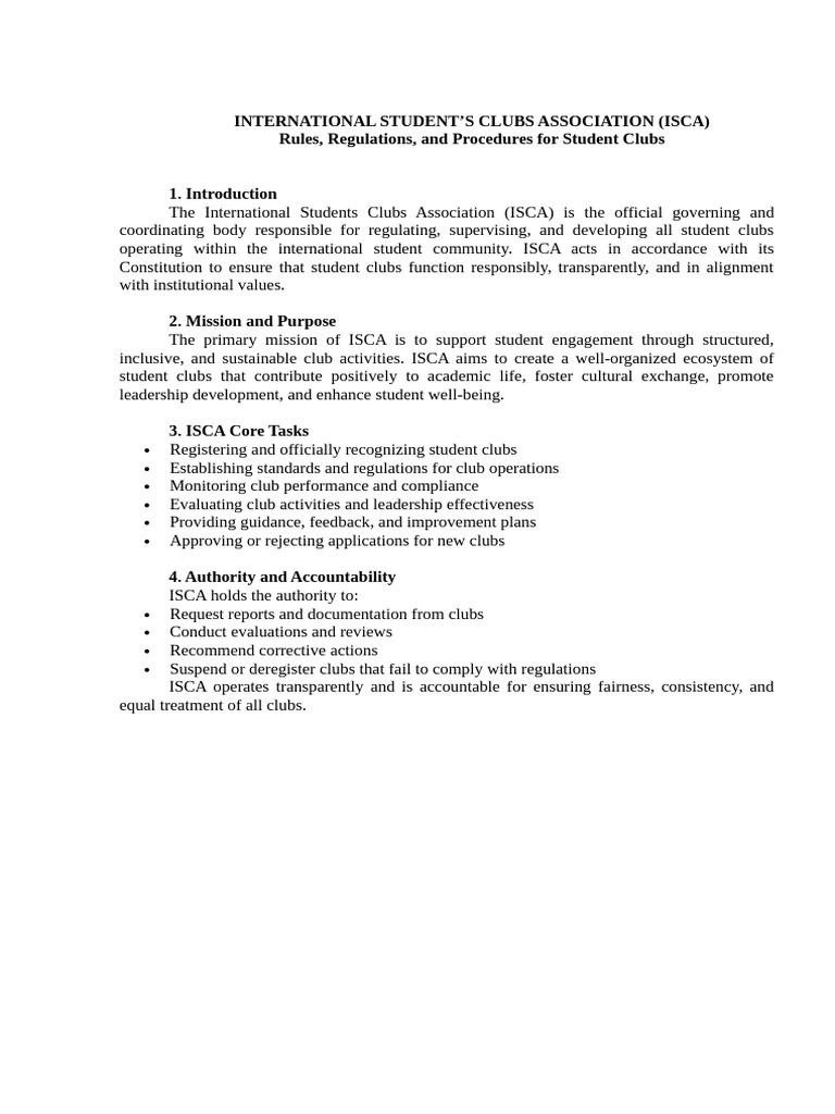 ISCA new doc(1) | PDF | Evaluation | Regulatory Compliance