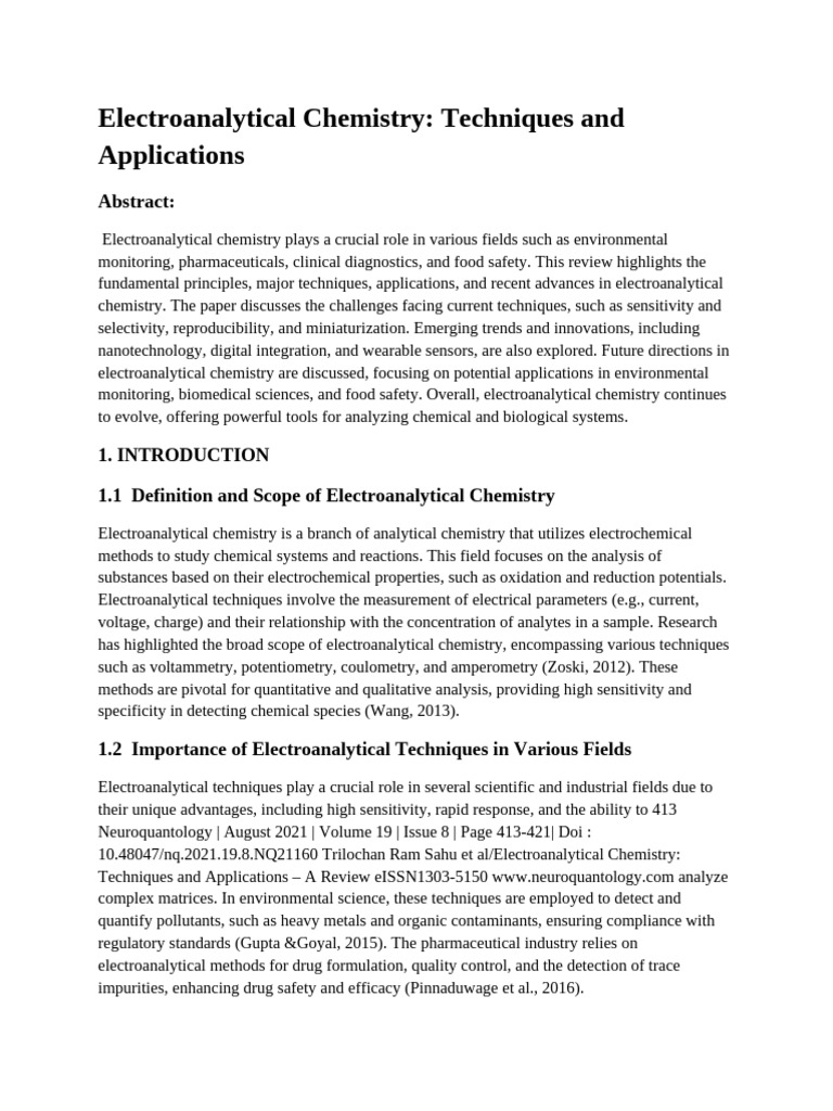 Electroanalytical Chemistry Techniques Overview | PDF | Biosensor ...