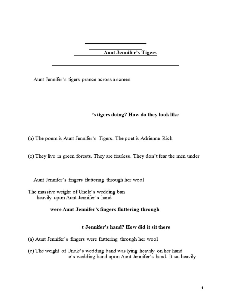 Poem Aunt Jennifers Tigers_2762025175239 | PDF