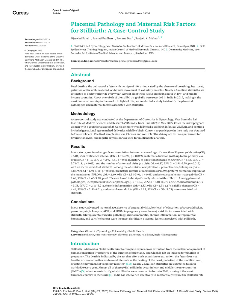 Maternal Factors Linked to Stillbirth Risks | PDF | Childbirth | Human ...