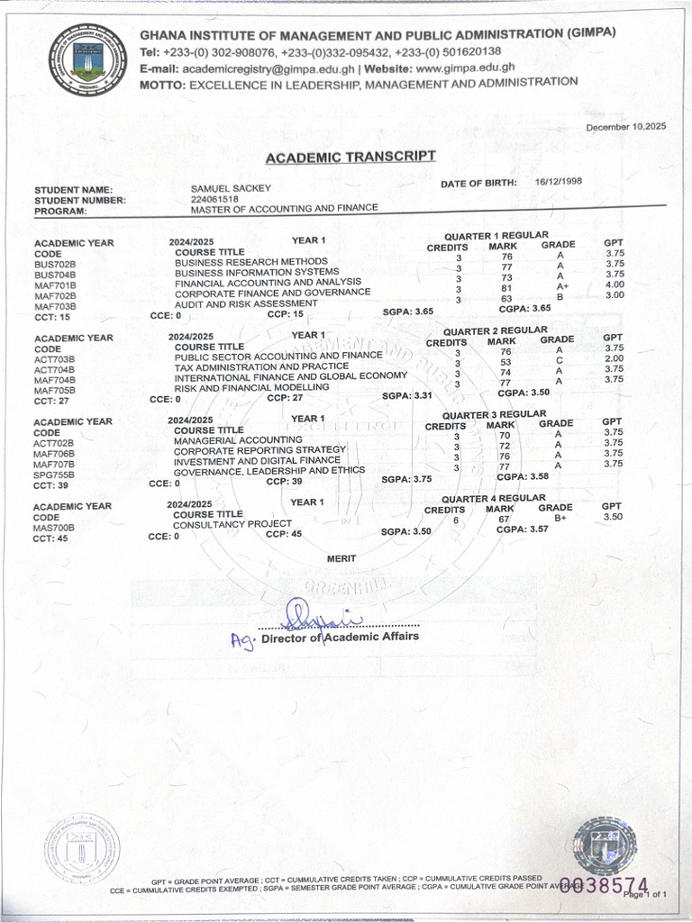 Ghana Institute of Management and Public Administration (Gimpa) | PDF