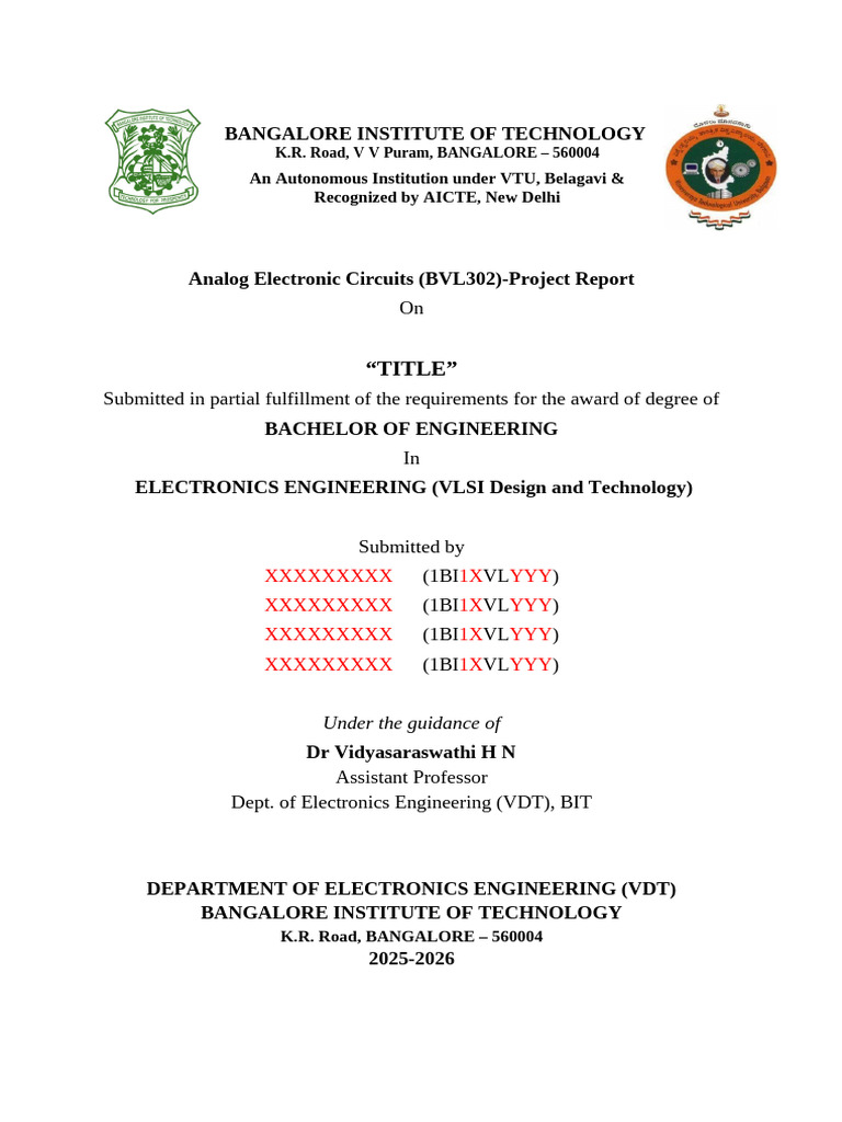 Analog Electronic Circuits Project Report | PDF | Very Large Scale ...