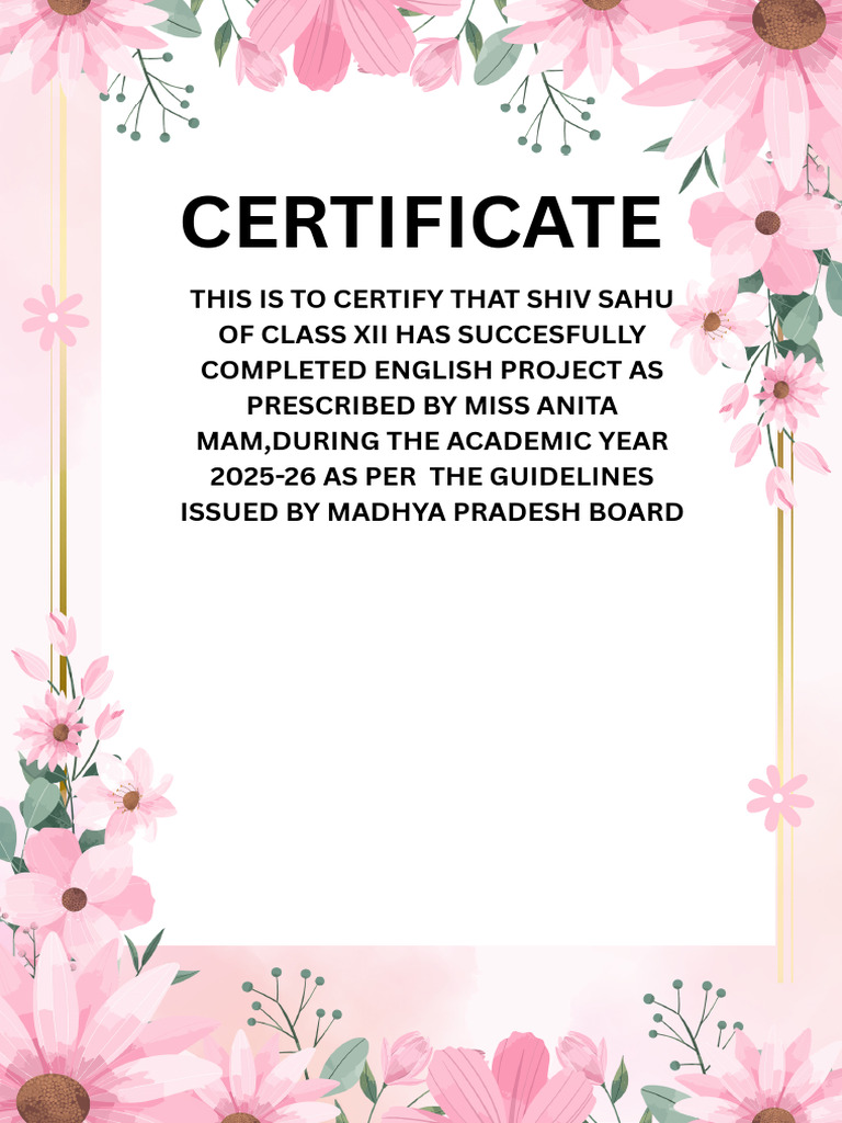 Certificate of English Project Completion | PDF