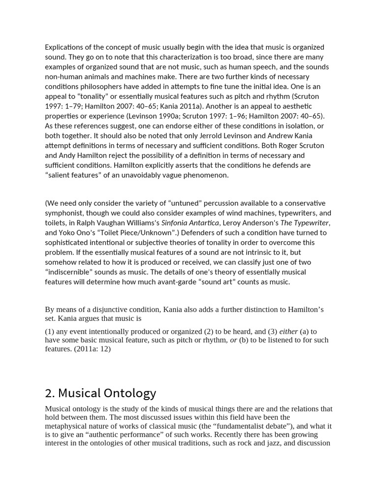 Explications of the Concept of Music Usually Begin With the Idea That ...
