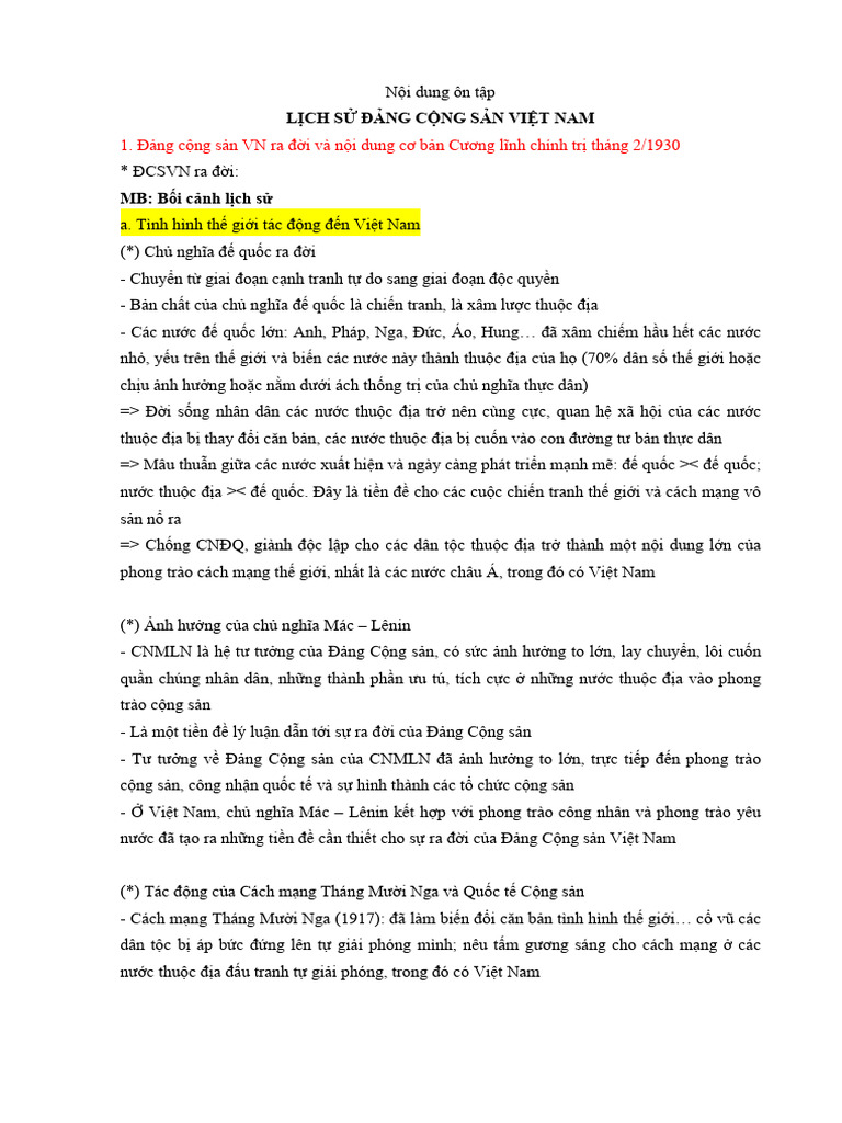 Nội dung ôn tập LSD | PDF