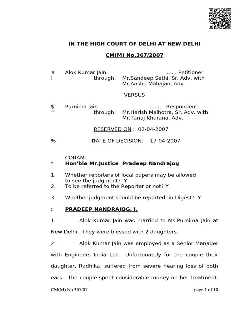 Delhi High Court Divorce Case Summary | PDF | Cost Of Living | Expense