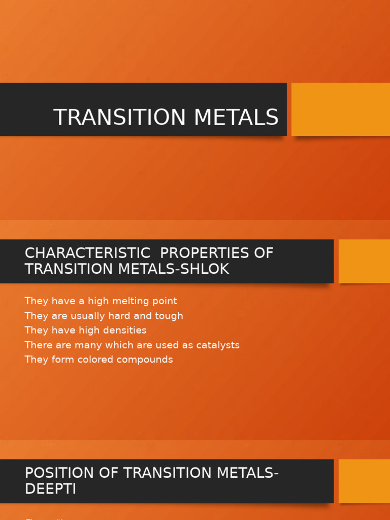 Transition (1) | PDF | Transition Metals | Redox