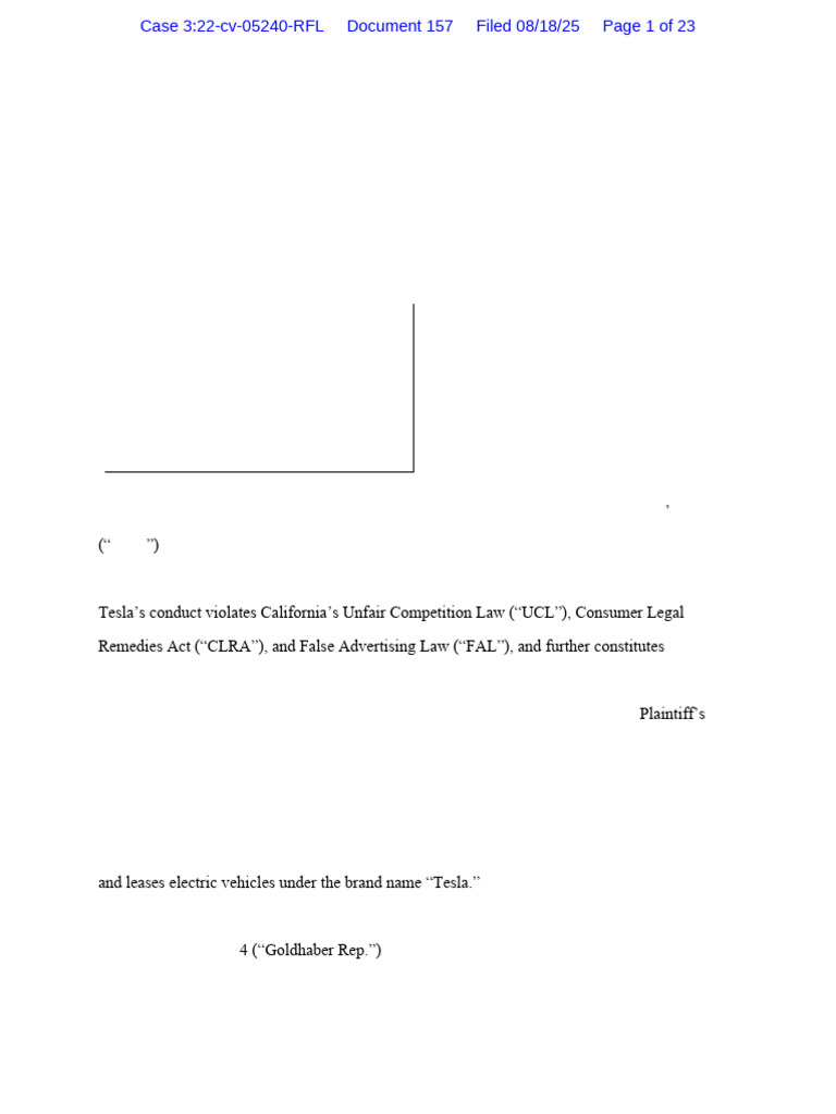 Tesla Class Action: Driver Assistance Misleading Claims | PDF | Common Law