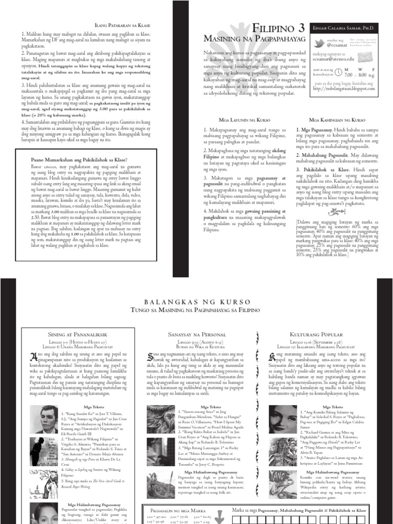 Fil 3 Syllabus | PDF