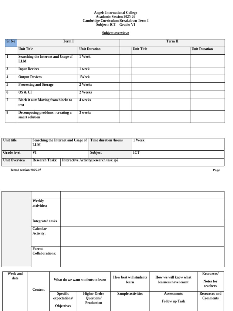 Curriculum for 6 ICT, 2025-26 | PDF | Graphical User Interfaces ...