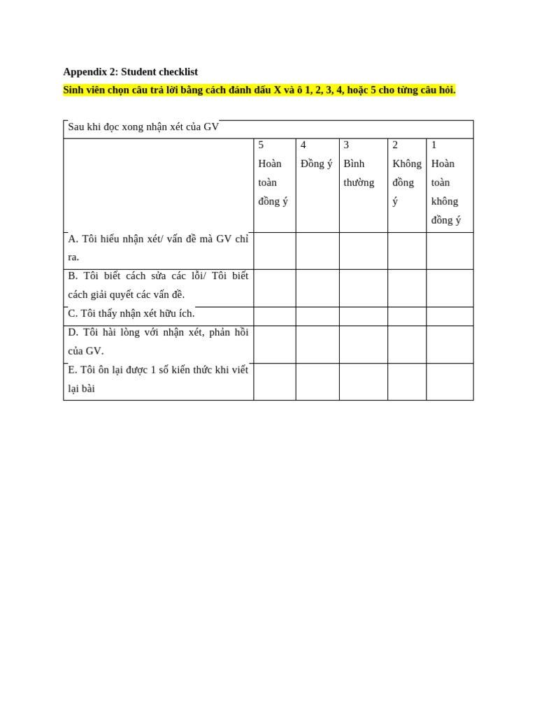 Appendix 2. Student Checklist (2) | PDF