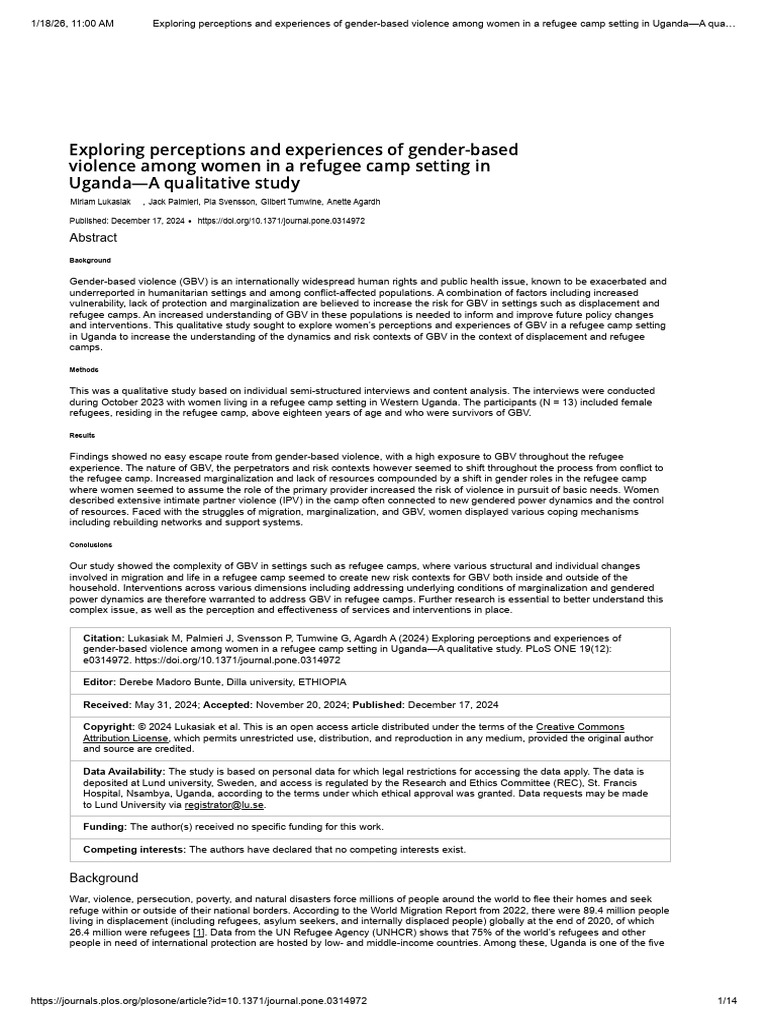 Exploring Perceptions and Experiences of Gender-based Violence Among ...