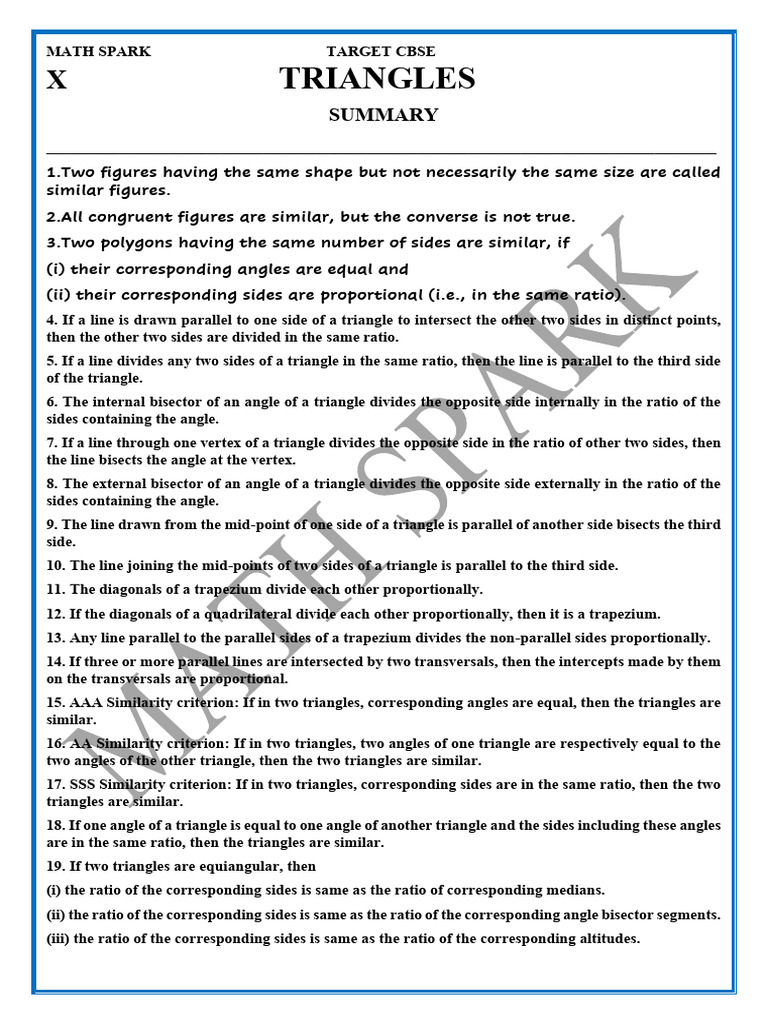CBSE Triangle Similarity Concepts | PDF | Triangle | Elementary Geometry