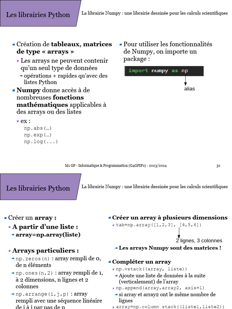 Introduction aux librairies Python Numpy et Pandas | PDF