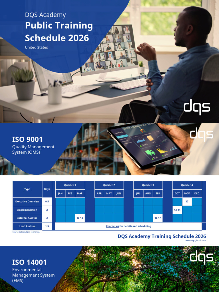 DQS Academy 2026 Training Schedule | PDF | Business