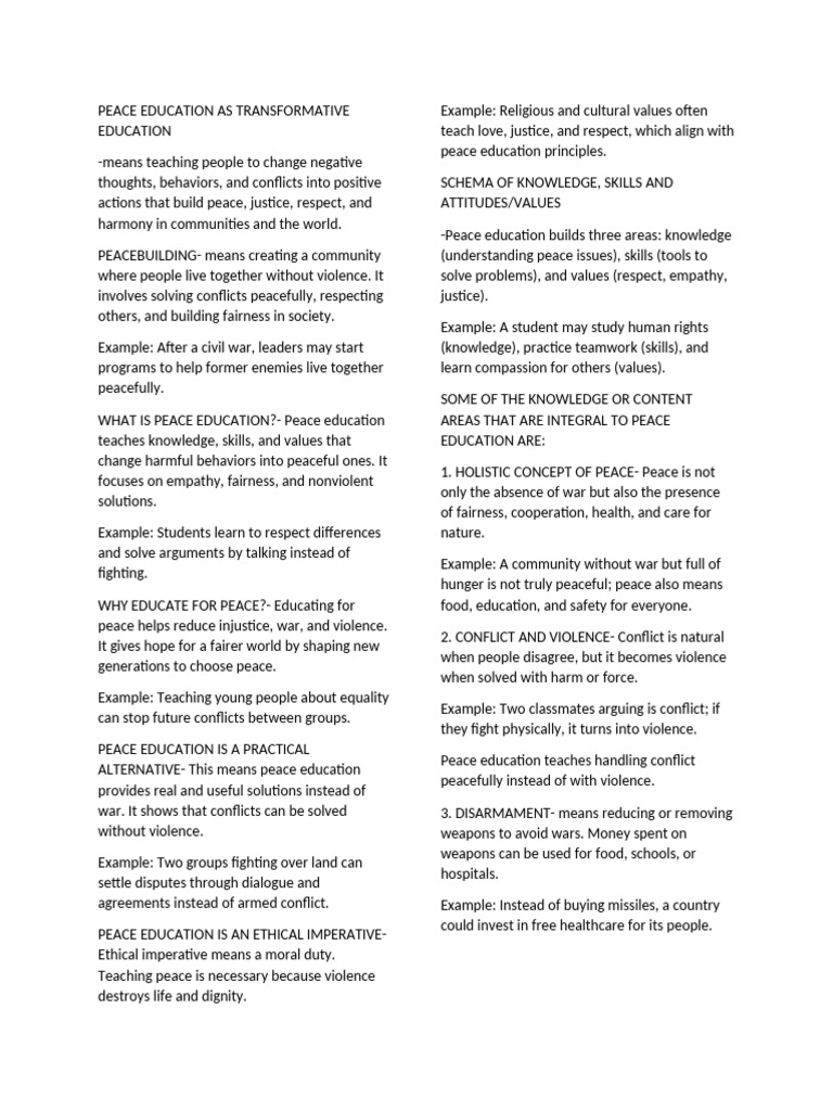 Transformative Peace Education Principles | PDF | Peace | Violence