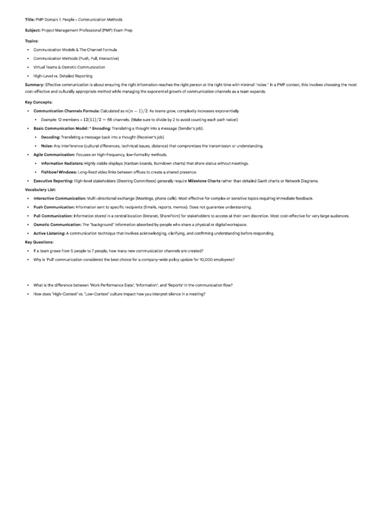 DOMAIN 1 PEOPLE Communication Methods | PDF