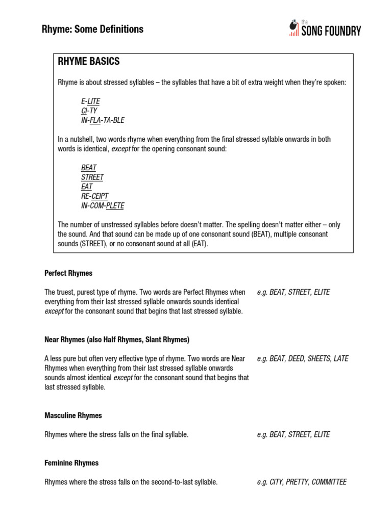 Understanding Different Types of Rhymes | PDF | Rhyme | Syllable