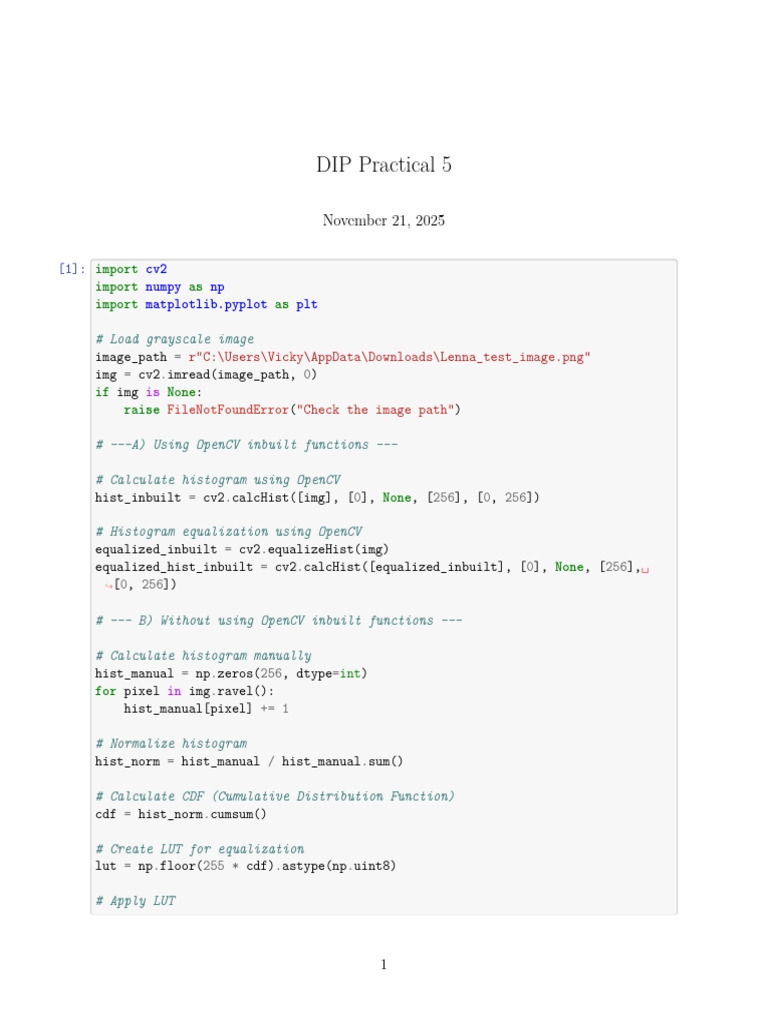 DIP Practical 5 | PDF | Vision | Statistical Theory