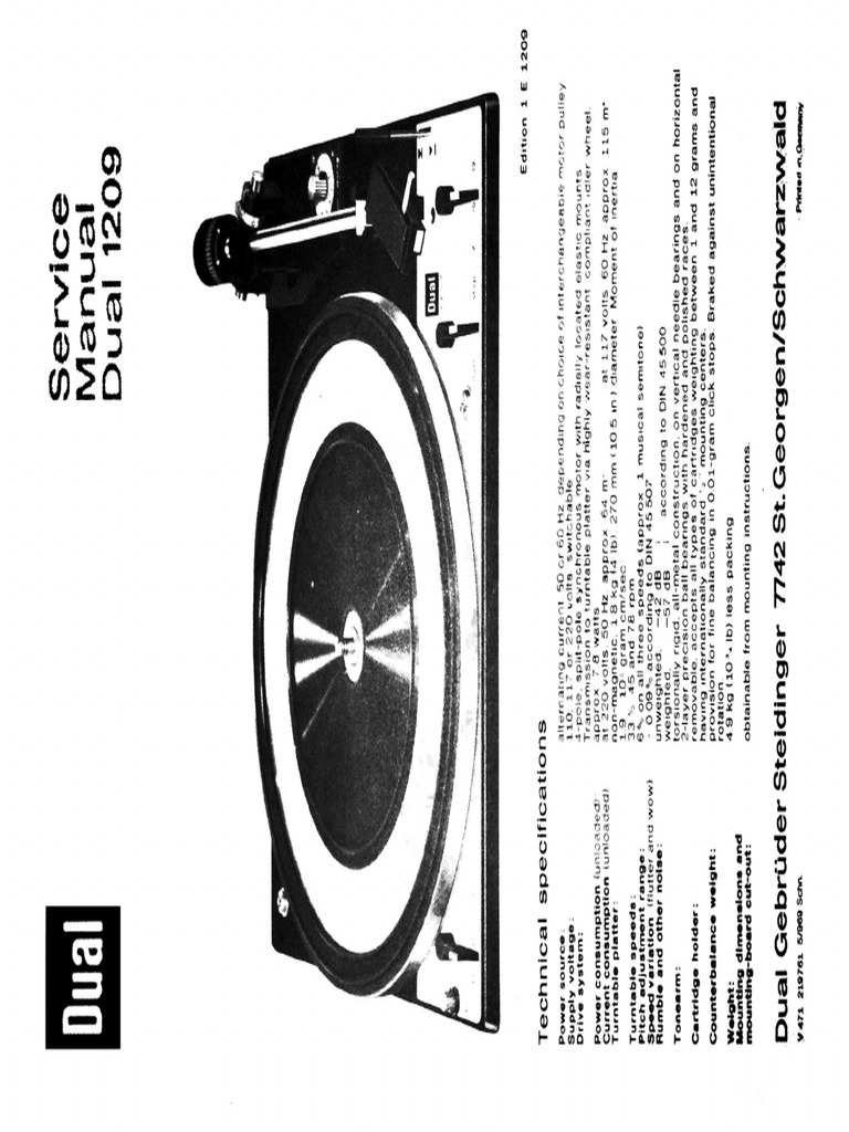 Dual 1209 Turntable | PDF