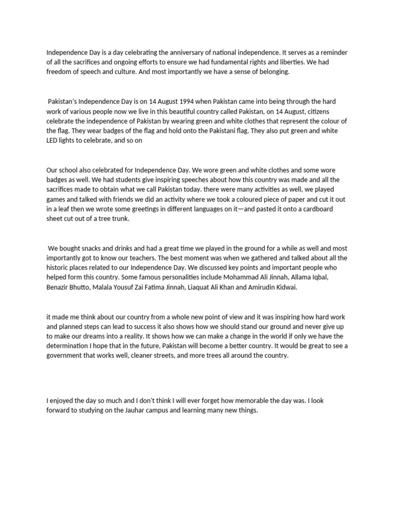 Independence Day Essay | PDF