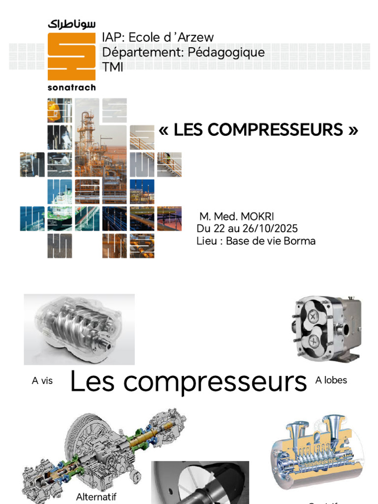 Types et fonctionnement des compresseurs | PDF | Piston | Palier ...