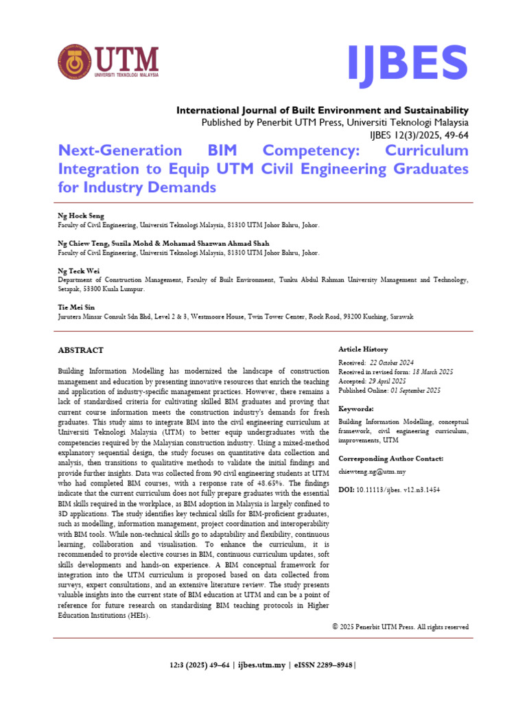 Integrating BIM in UTM Civil Engineering | PDF | Building Information ...