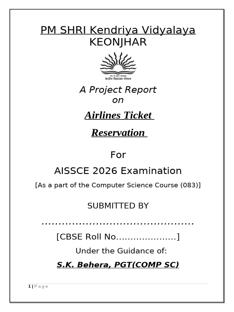 Airlines Ticket Reservation Project Report | PDF | Databases | Computing